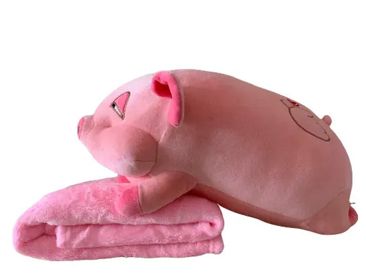 Plushies | Cozy Piggy Plush Pillow with Blanket - Adorable Animal Shaped Pillow for Gifts - Bonte Farm