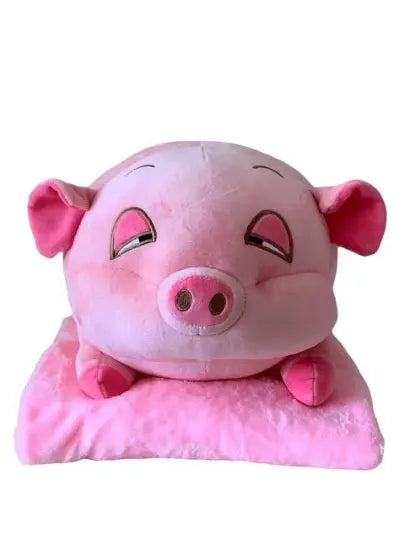 Plushies | Cozy Piggy Plush Pillow with Blanket - Adorable Animal Shaped Pillow for Gifts - Bonte Farm