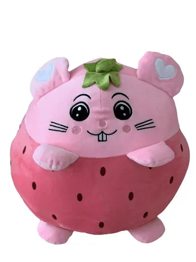 Plushies | Soft Strawberry Plush Pillow with Cozy Blanket Set | Cute Fruit Shaped Cushion and Throw - Bonte Farm