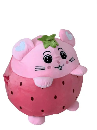 Plushies | Soft Strawberry Plush Pillow with Cozy Blanket Set | Cute Fruit Shaped Cushion and Throw - Bonte Farm