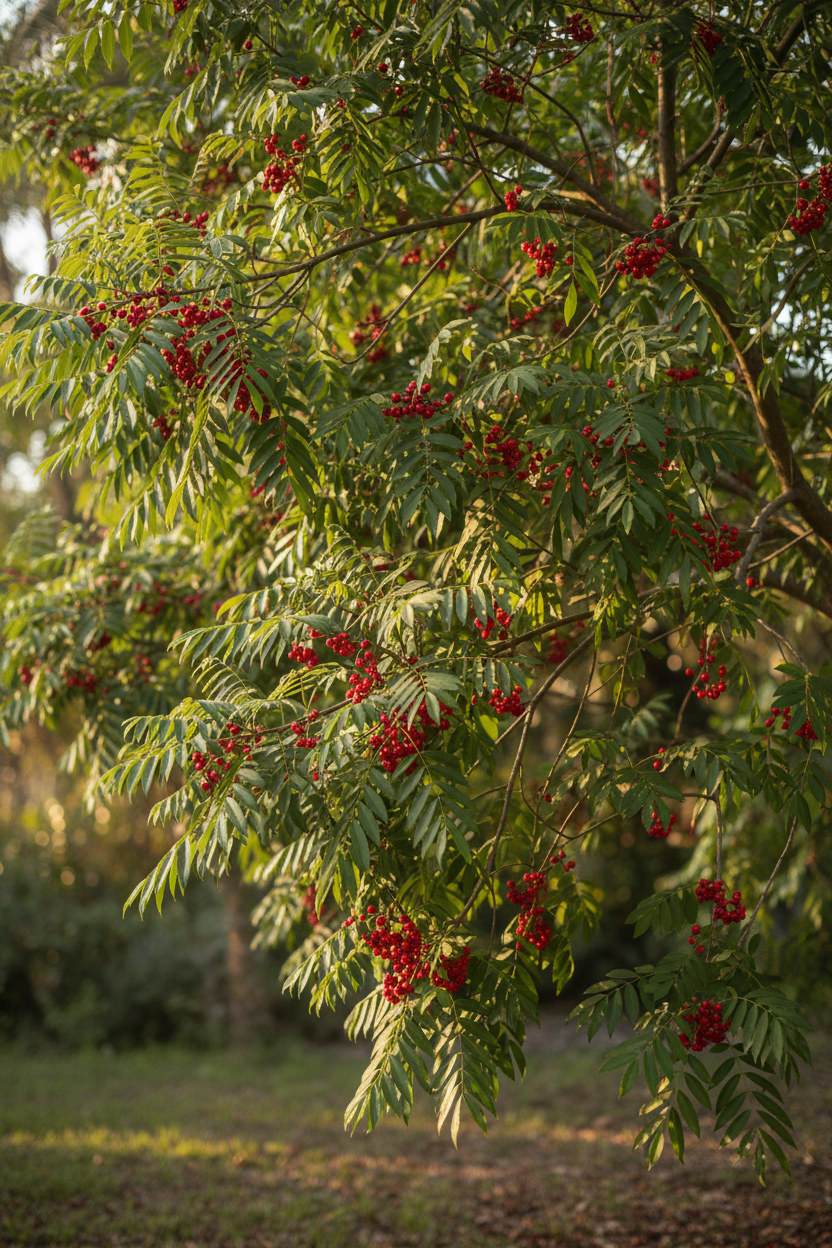 Brazilian Pepper Tree: Dense Evergreen Shade with Vibrant Winter Berries